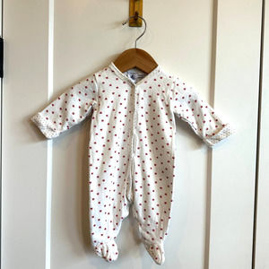 Petit Bateau French Baby Pajamas with Red Bow Print - 0-3 Months